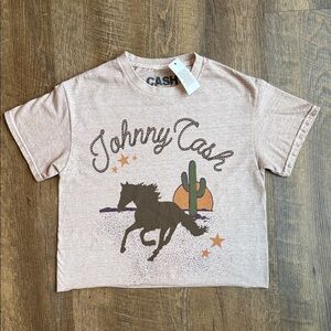 NWT Cash Women’s Johnny Cash Desert Horse Raw Hem Graphic Tee Size X-Small